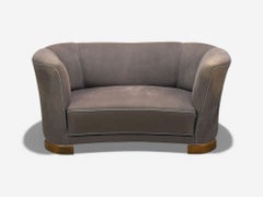 Divano moderno danese a banana, faggio macchiato, tessuto, Danimarca, anni '30