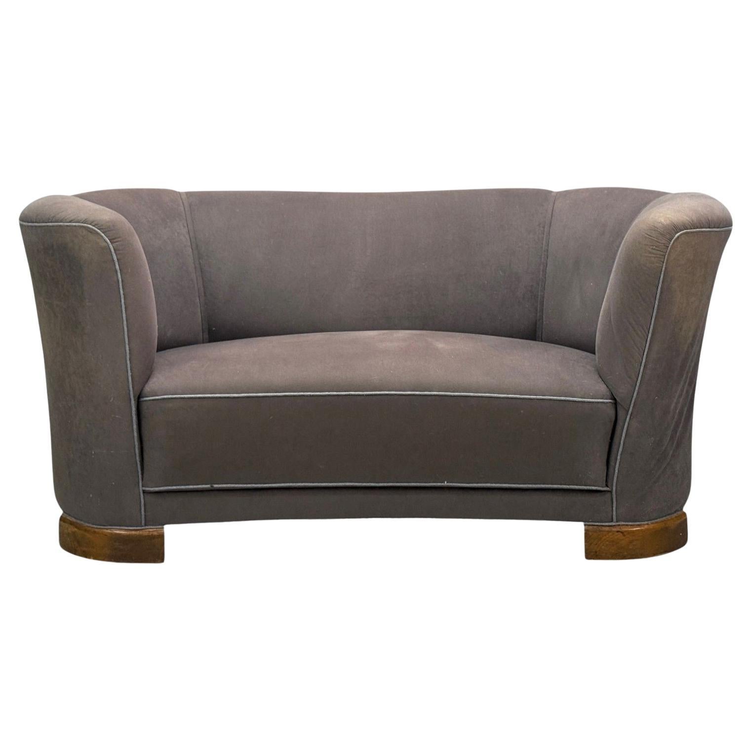 Danish Modern, Banana Sofa, Stained Beech, Fabric, Denmark, 1930s For Sale