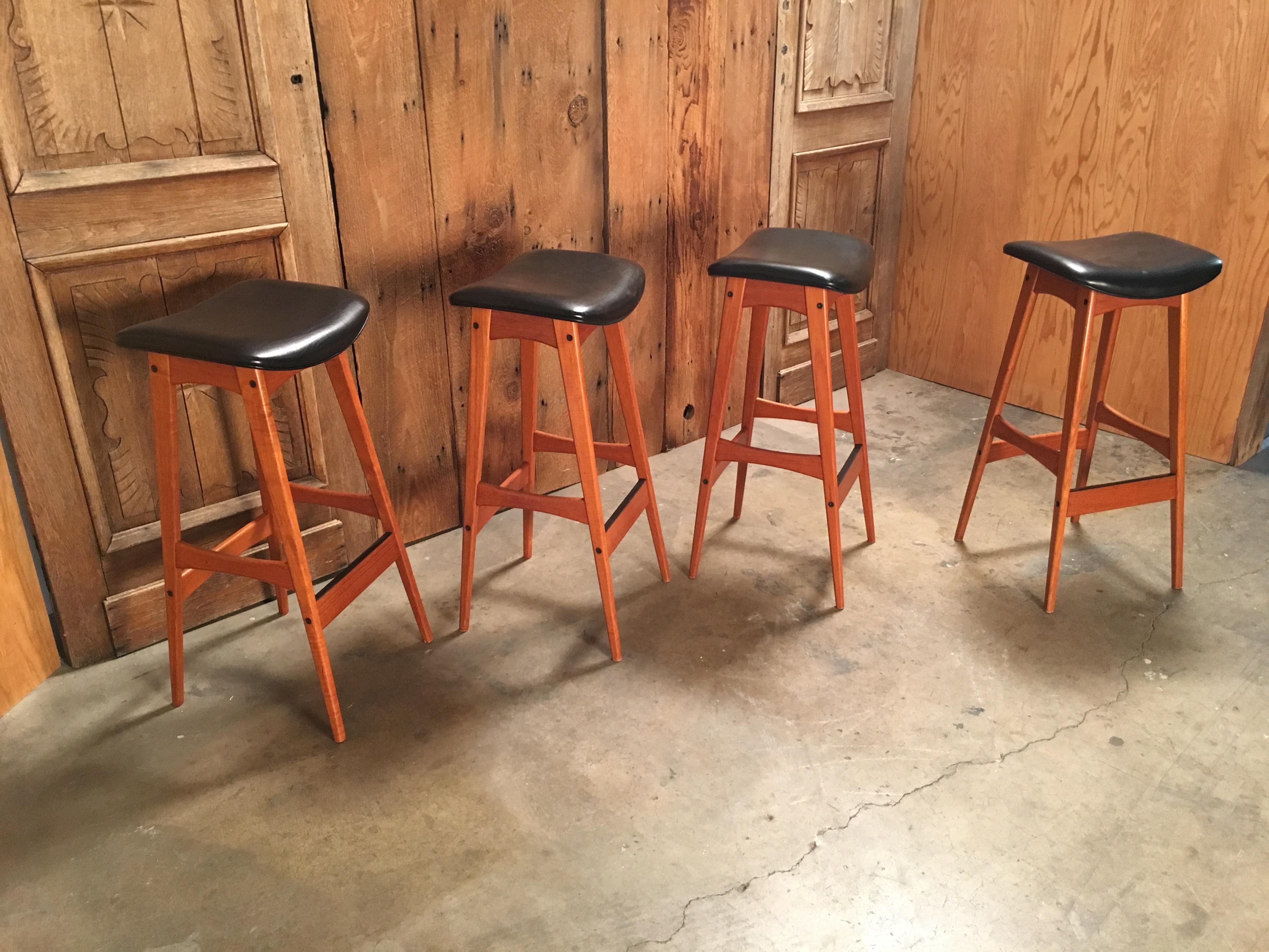 Teak Danish Modern Bar Stools by Johannes Andersen