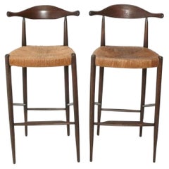 Sgabelli da bar moderni danesi nello stile di Hans Wegner Coppia di sgabelli di metà secolo