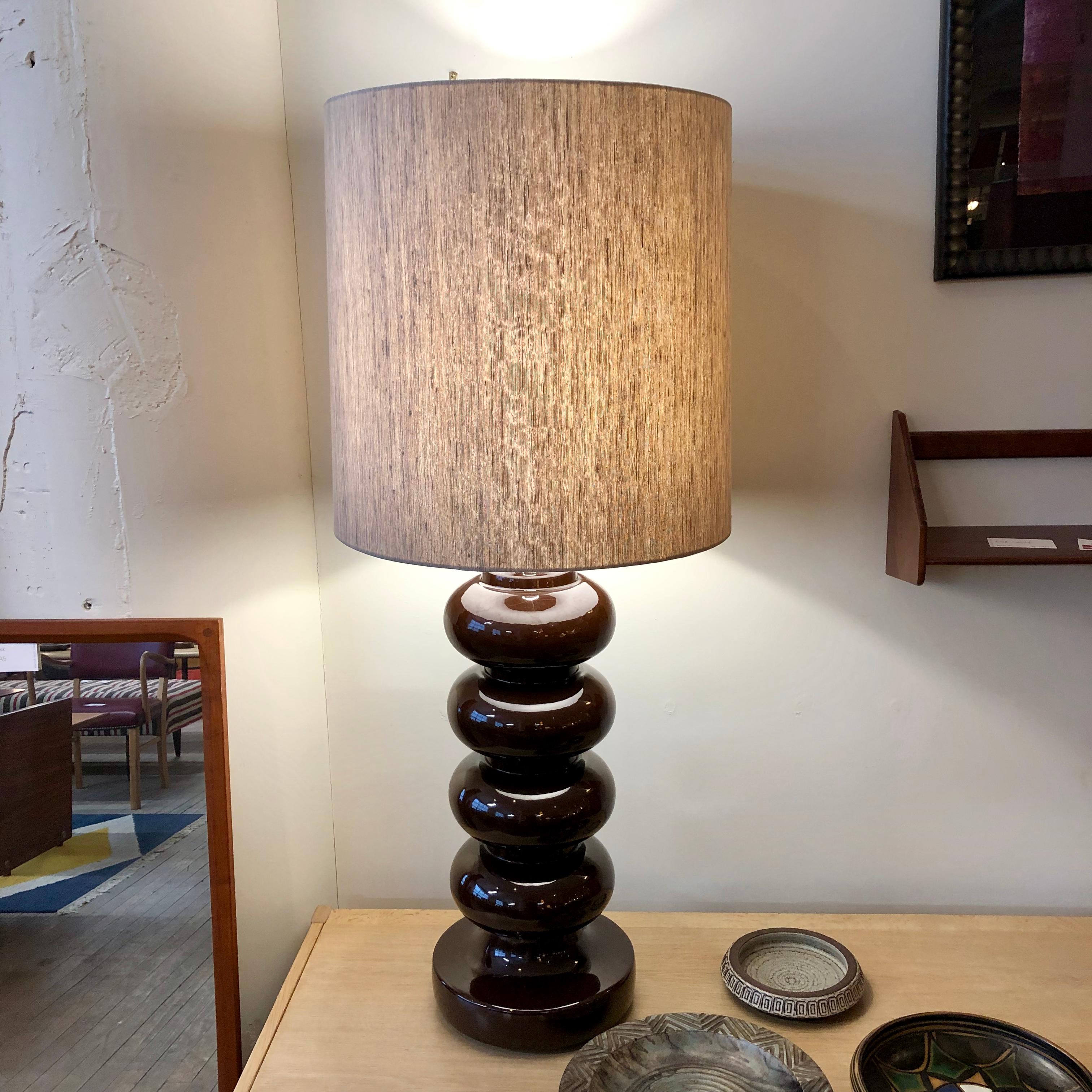 Glazed Danish Modern 'Beaded' Table Lamp For Sale