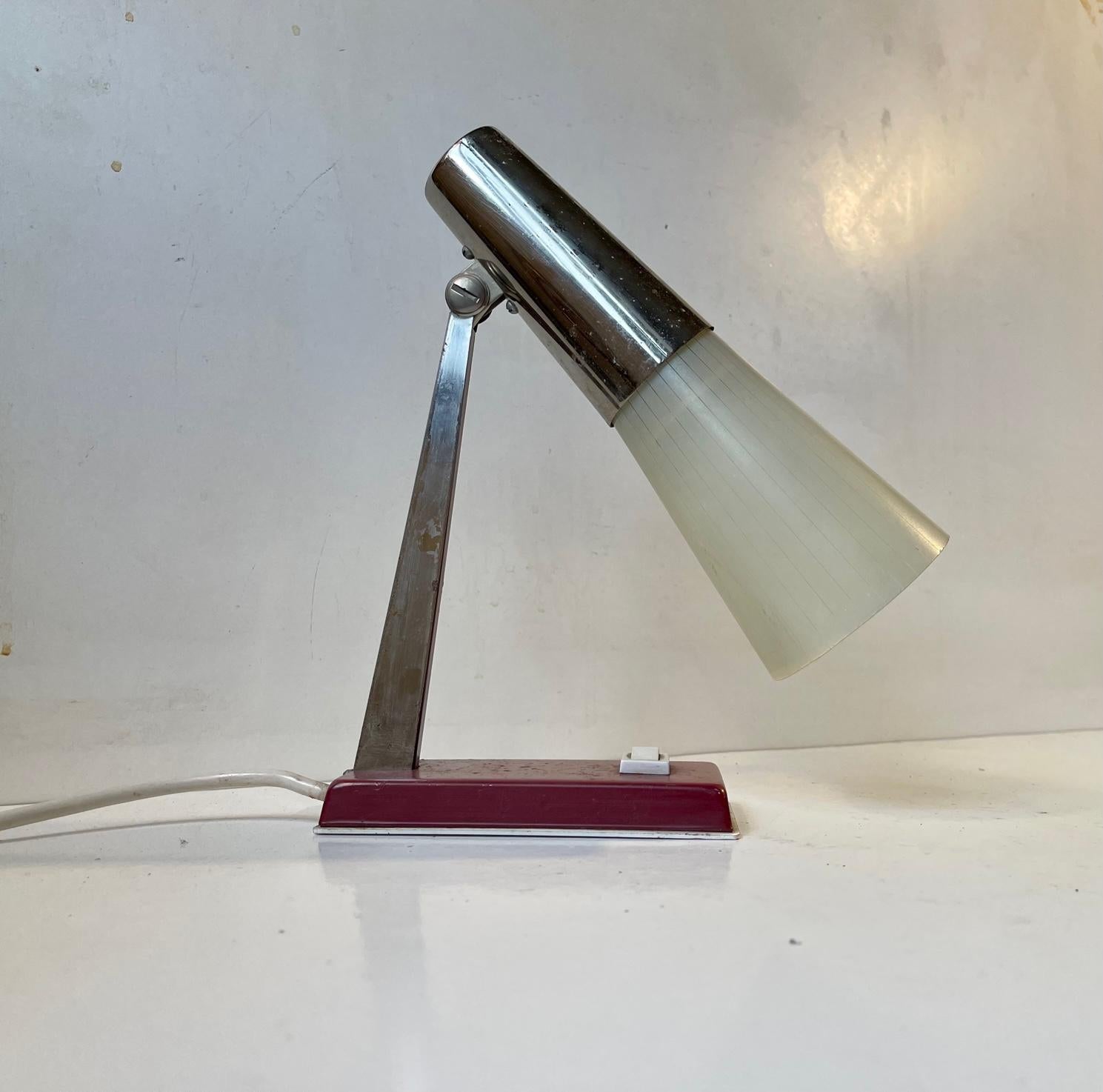 Blown Glass Danish Modern Bedside Table Lamp by Ernest Voss, 1950s For Sale