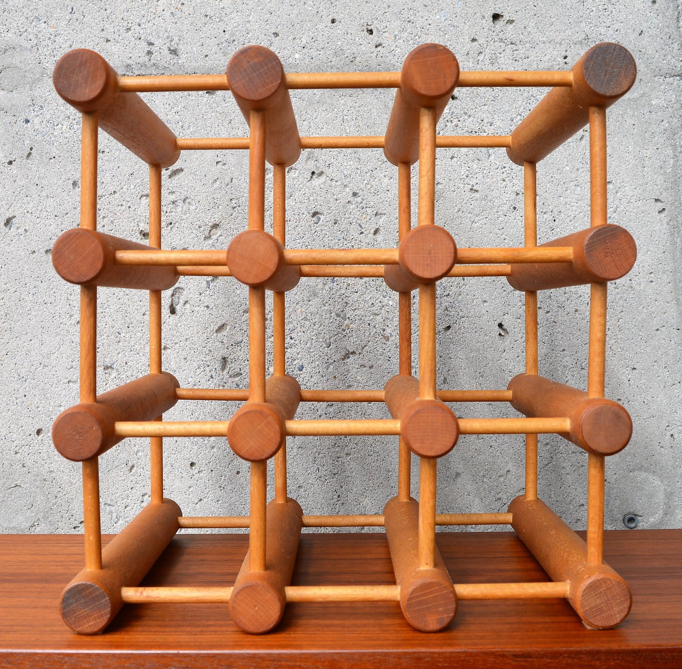 Danish Modern Beech 12 Bottle Wine Rack or Bottle Holder by Nissen Langaa For Sale 2