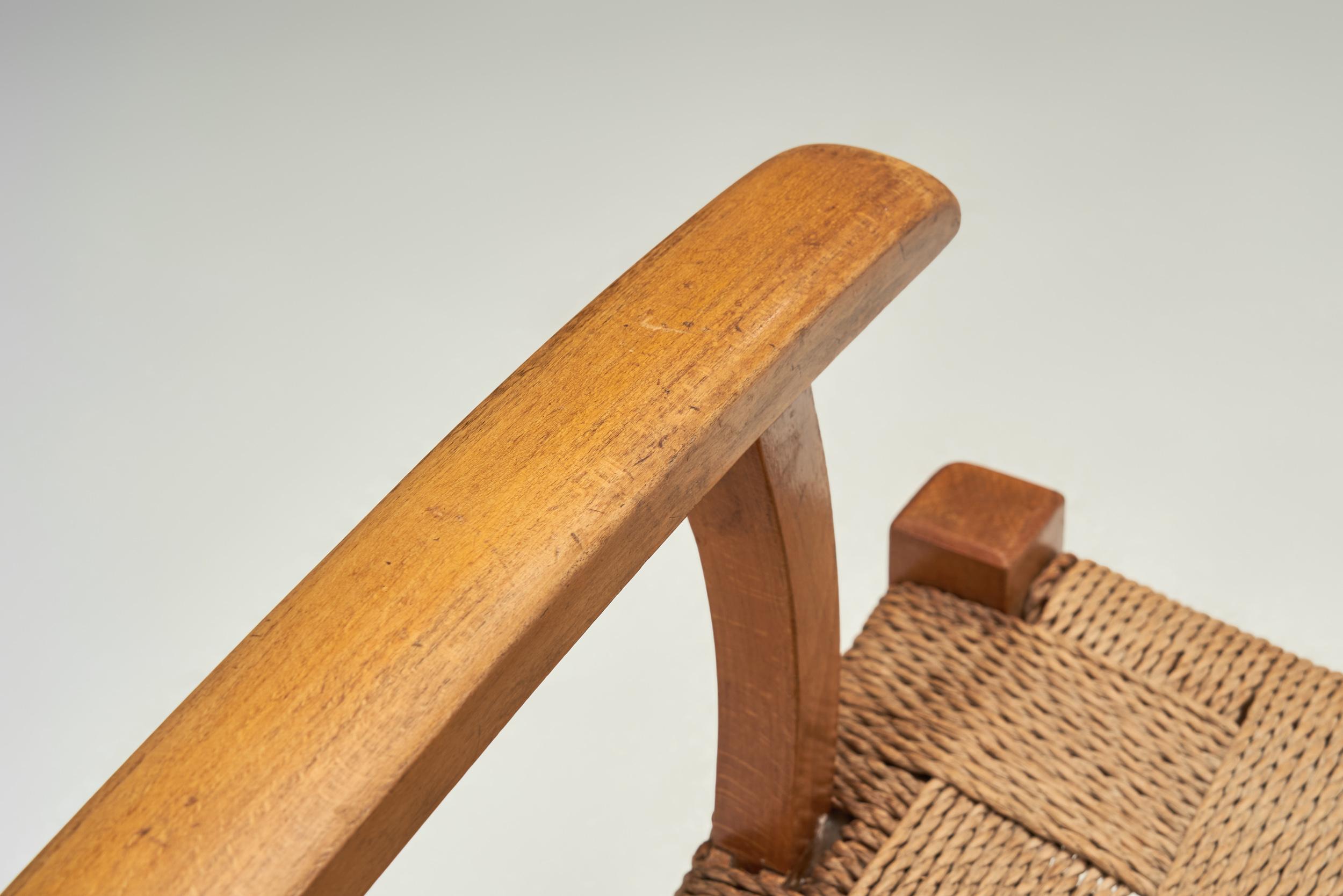 Poltrona moderna danese in beeche con seduta intrecciata, Danimarca, 1950 ca. in vendita 3