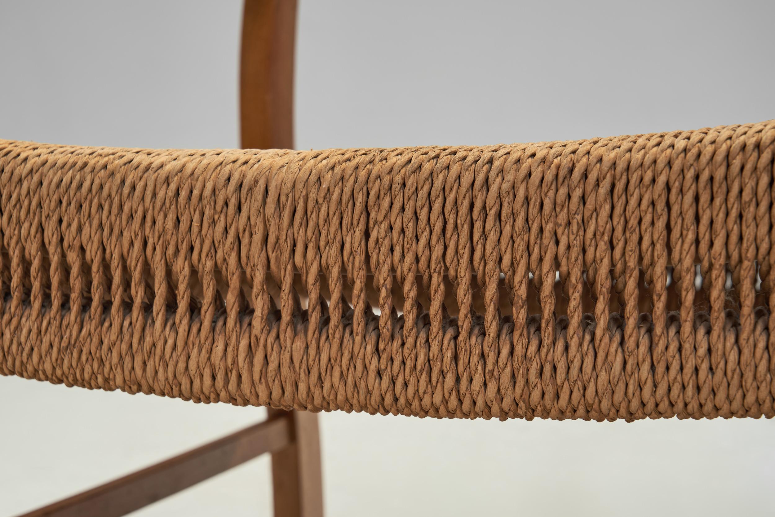 Poltrona moderna danese in beeche con seduta intrecciata, Danimarca, 1950 ca. in vendita 7