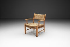 Danish Modern Beech Armchair with Woven Seat, Denmark ca 1950s