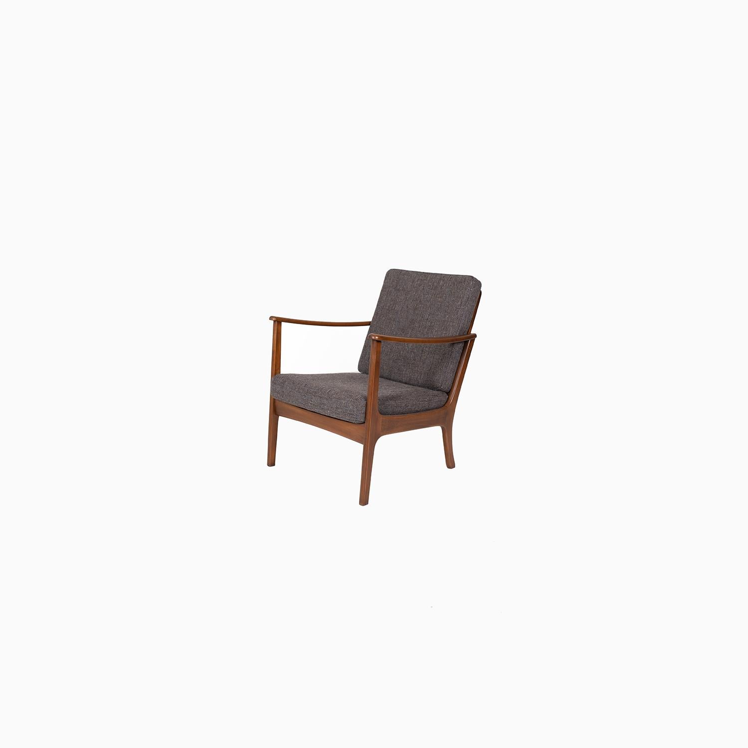 Scandinavian Danish Modern Beech Framed Lounge Chair