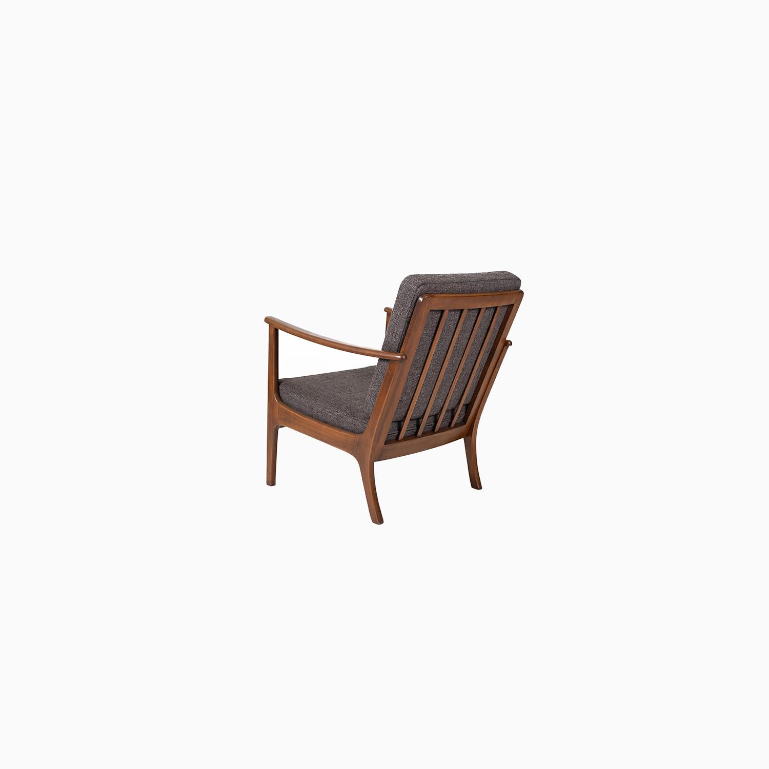 Upholstery Danish Modern Beech Framed Lounge Chair
