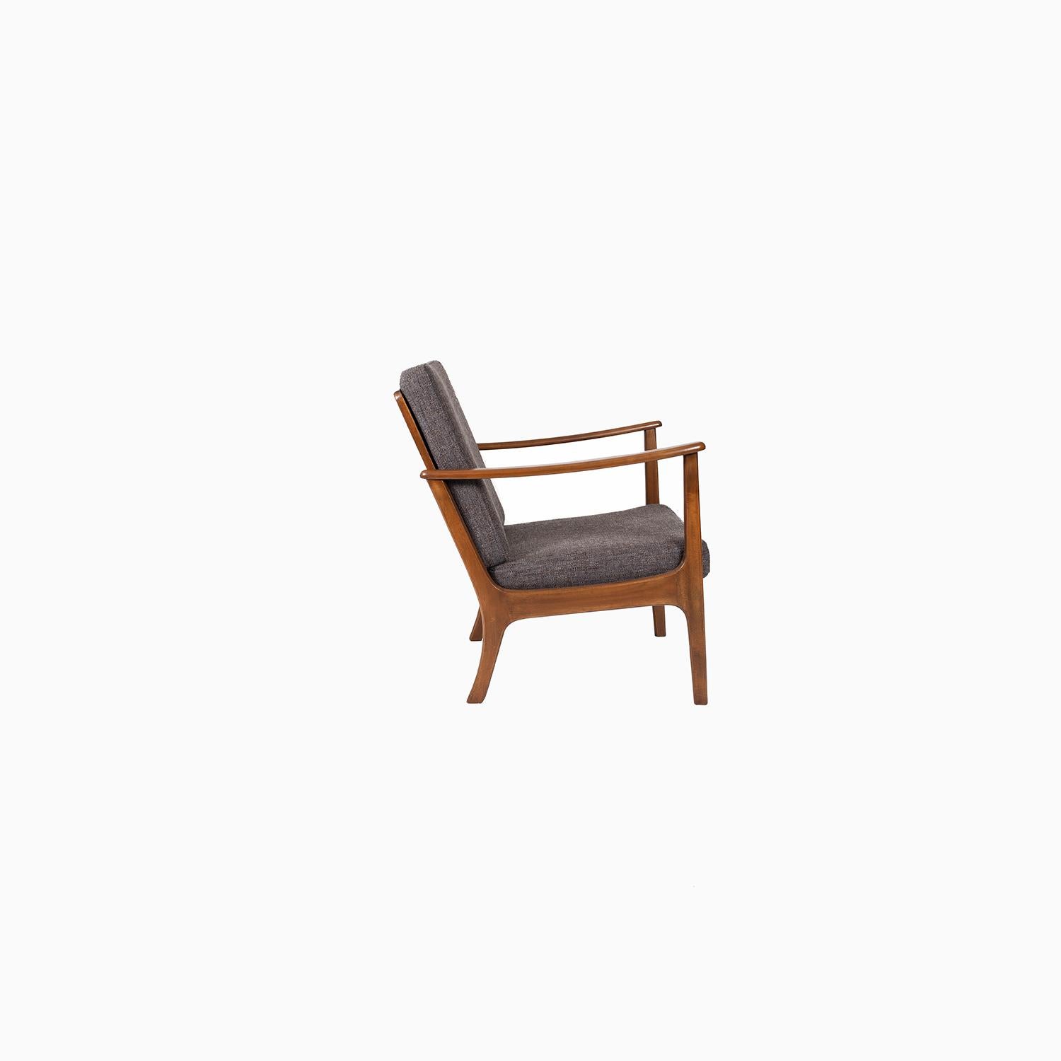 Danish Modern Beech Framed Lounge Chair 2