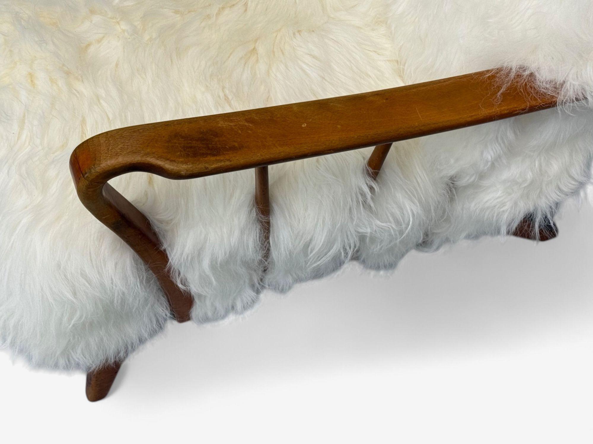 Dänische Moderne, Buche, Mongolenfell, Loungesessel, Dänemark, 1950er Jahre im Angebot 8