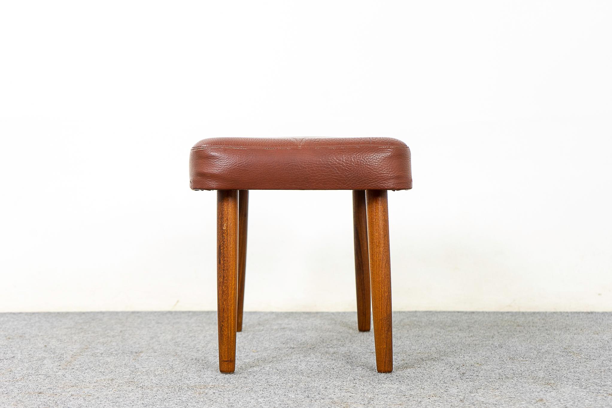 Danish Modern Beech & Vinyl Footstool For Sale 3