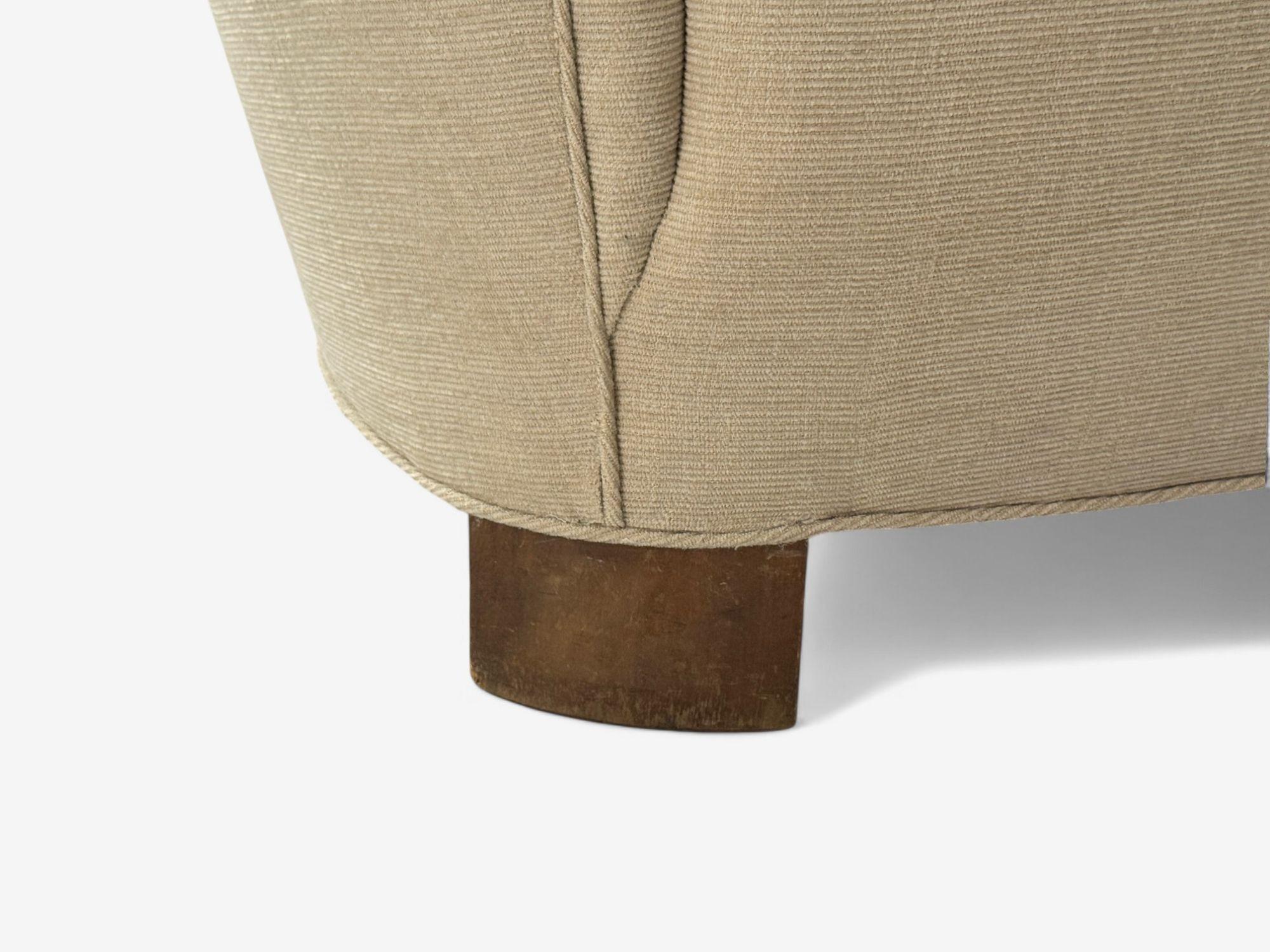 Divano moderno danese, tessuto beige, Oak, Banana, Danimarca, anni '40 in vendita 1