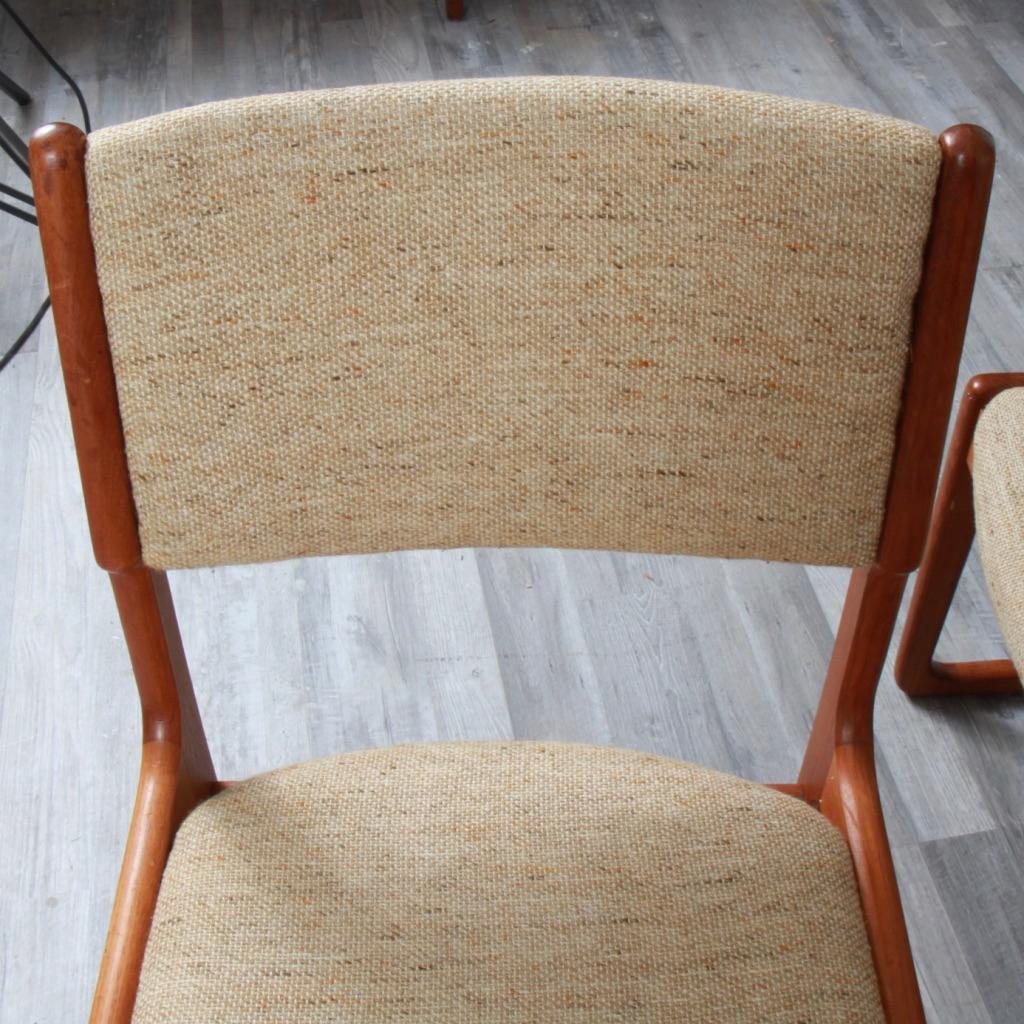 Fabric Danish Modern Benny Linden Teak Dining Chairs