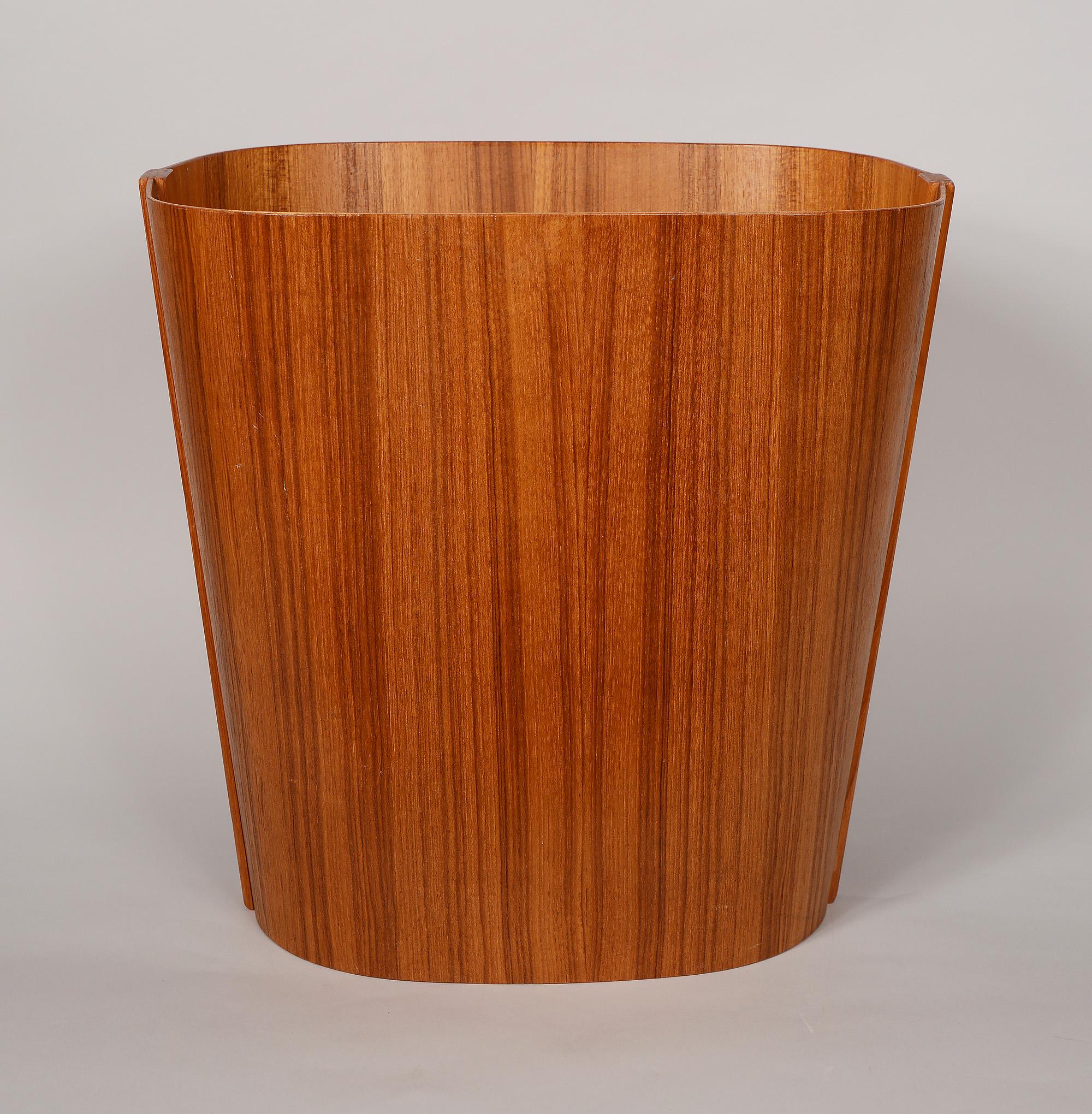 Mid-Century Modern Danish Modern Bent Plywood Teak Waste Basket by Beni Mobler