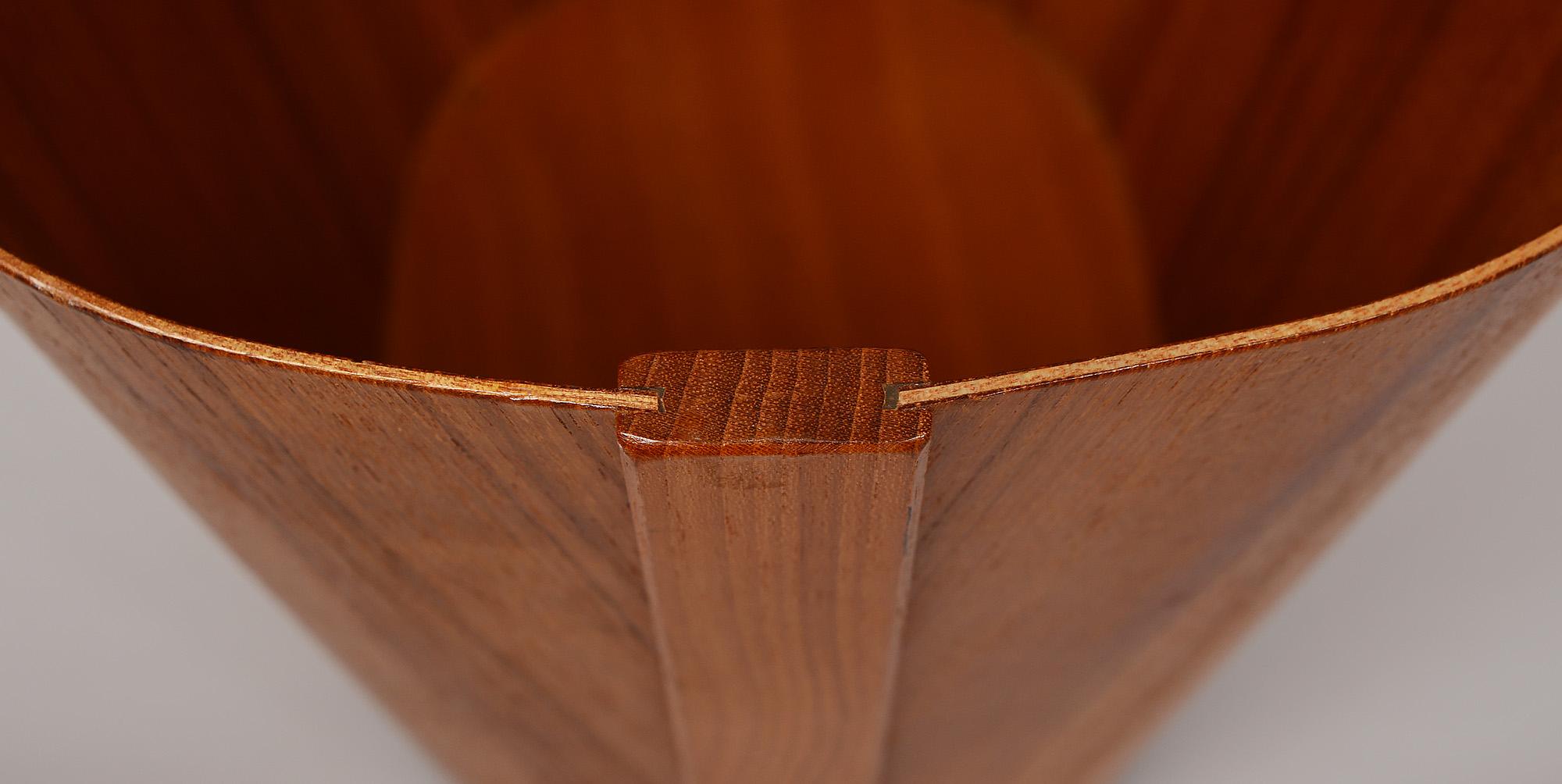 Danish Modern Bent Plywood Teak Waste Basket by Beni Mobler 4