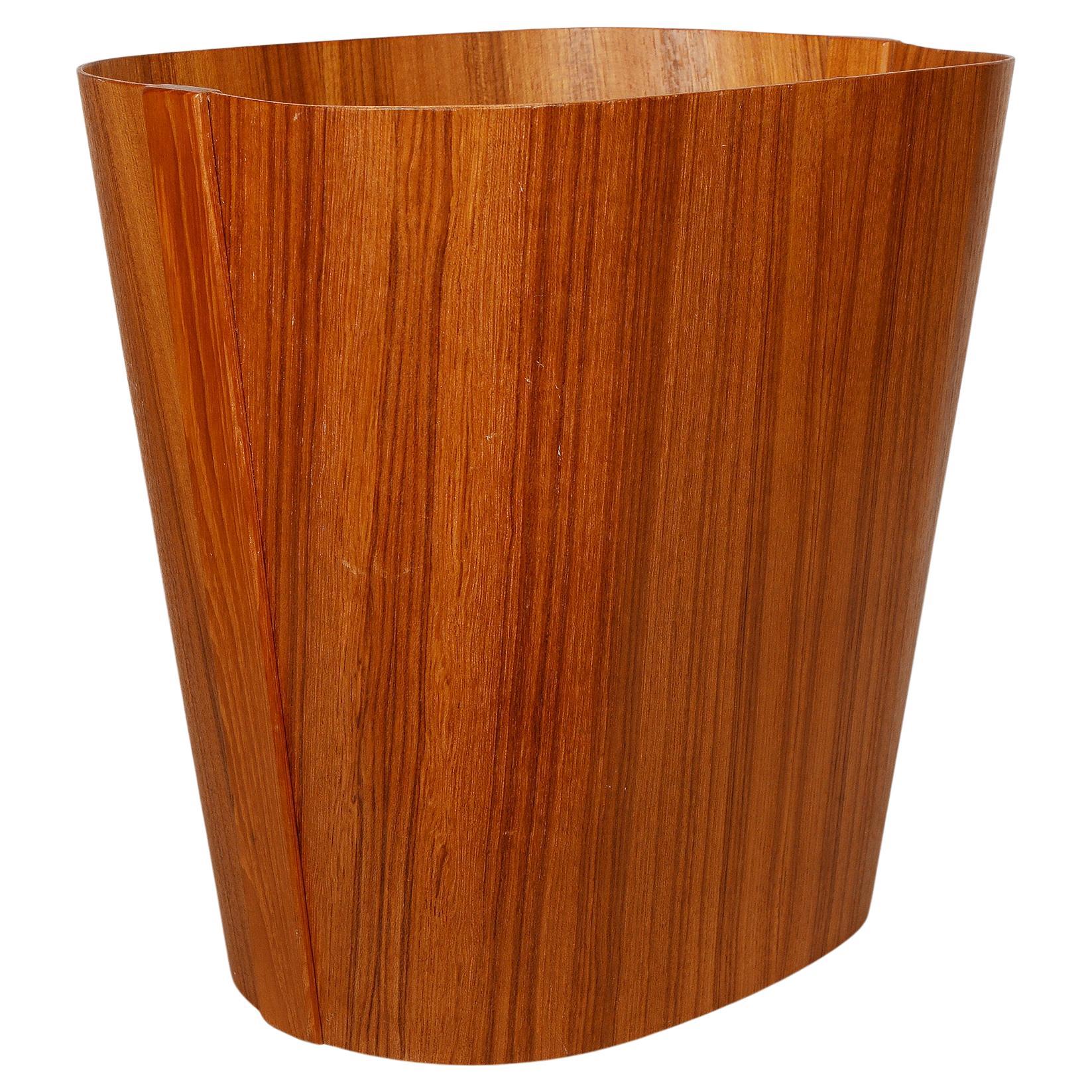 Danish Modern Bent Plywood Teak Waste Basket by Beni Mobler