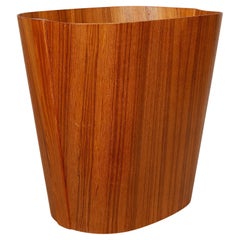 Danish Modern Bent Plywood Teak Waste Basket by Beni Mobler
