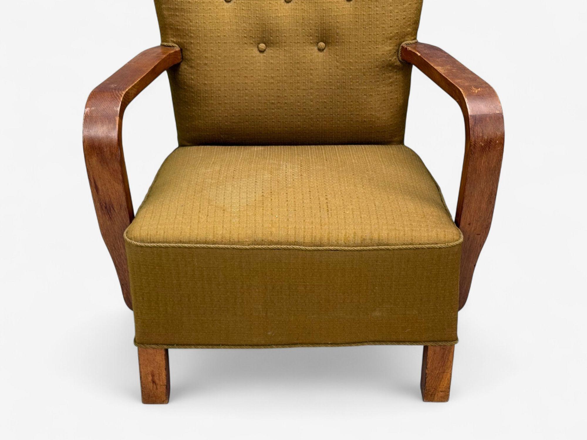 Tissu Moderne danois, bois courbé, tissu, chaises longues, Danemark, années 1930 en vente