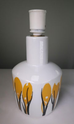 Royal Copenhagen Bing Grøndahl 1960s Yellow Floral Modern Porcelain Lamp