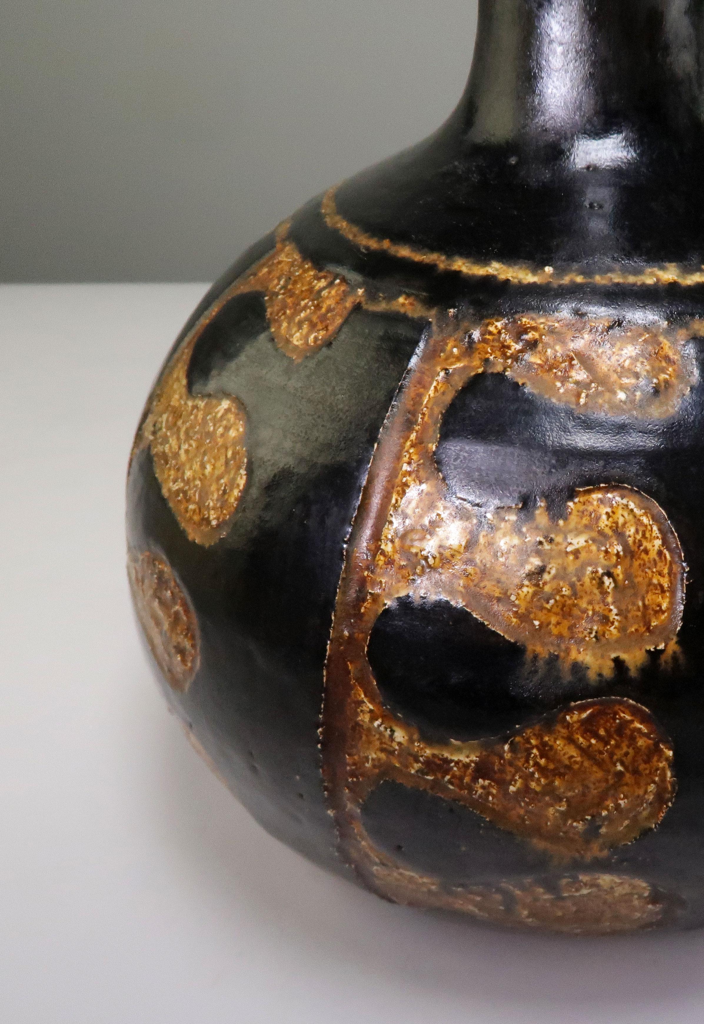 Danois Jette Hellerøe Lampe de table moderne danoise en céramique noire et bronze, années 1970 en vente