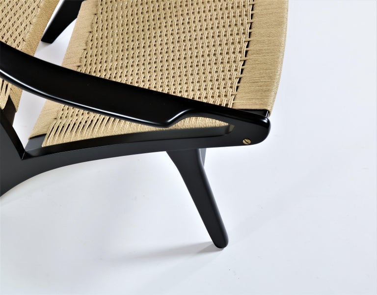 Scandinavian Modern Danish Modern Black Lacquered Beech and Lounge Chair by Illum Wikkelsø, 1950s For Sale