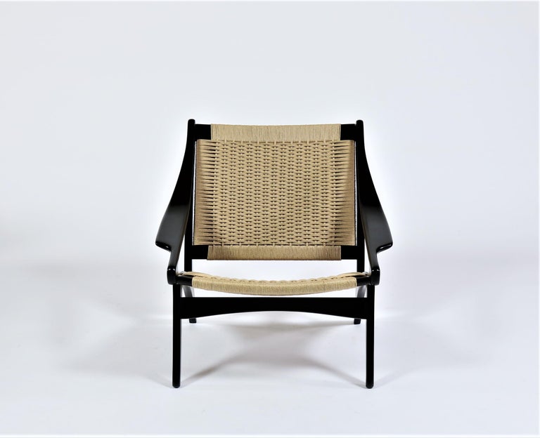 Danish Modern Black Lacquered Beech and Lounge Chair by Illum Wikkelsø, 1950s In Good Condition For Sale In Odense, DK