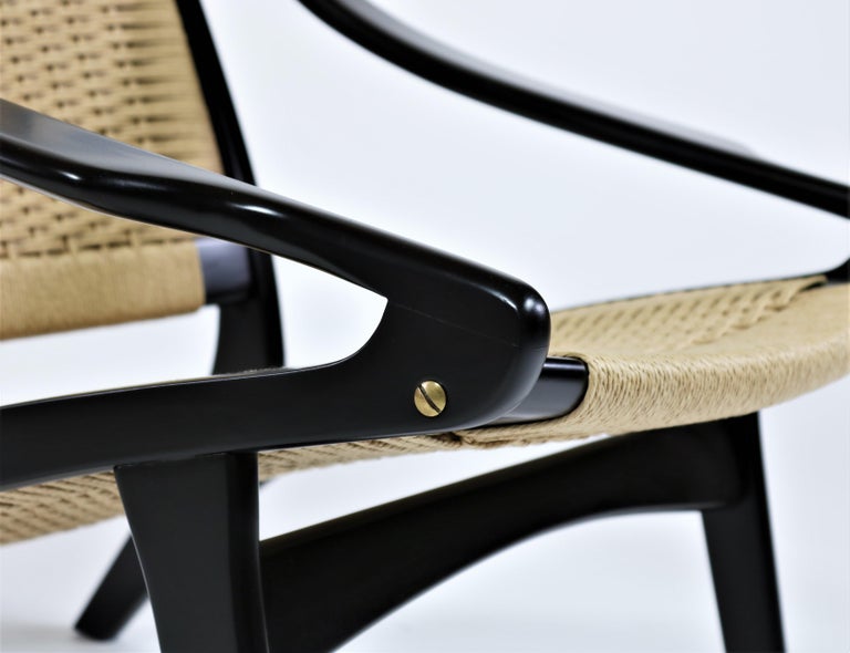 Danish Modern Black Lacquered Beech and Lounge Chair by Illum Wikkelsø, 1950s For Sale 1