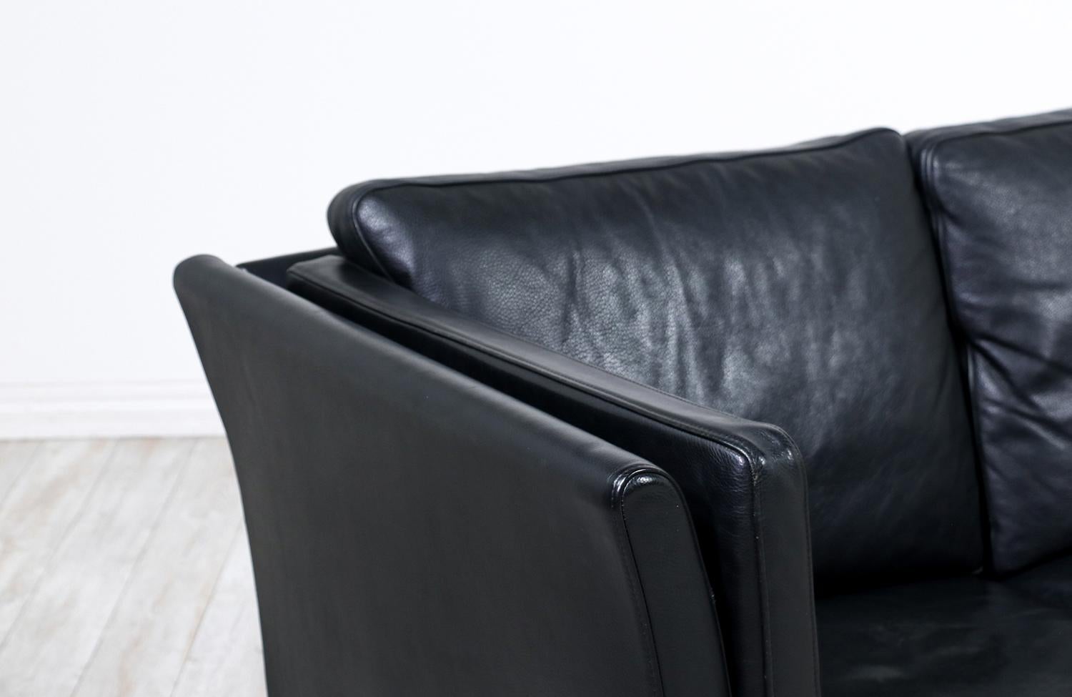 Danish Modern Black Leather 3-Seater Sofa by Svend Skipper 3