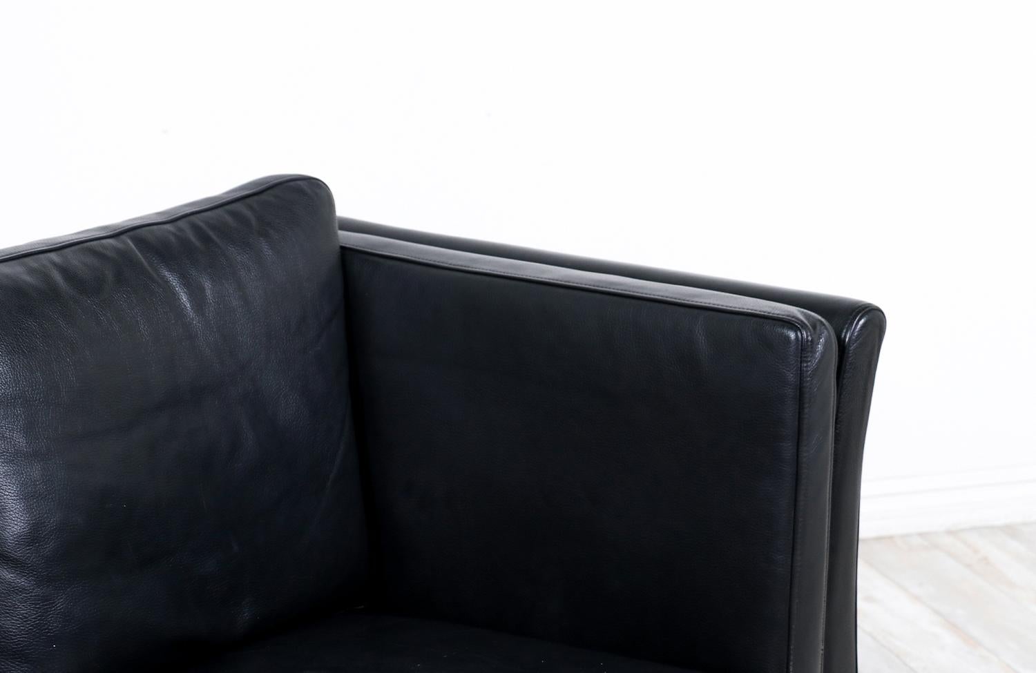 Danish Modern Black Leather 3-Seater Sofa by Svend Skipper 4