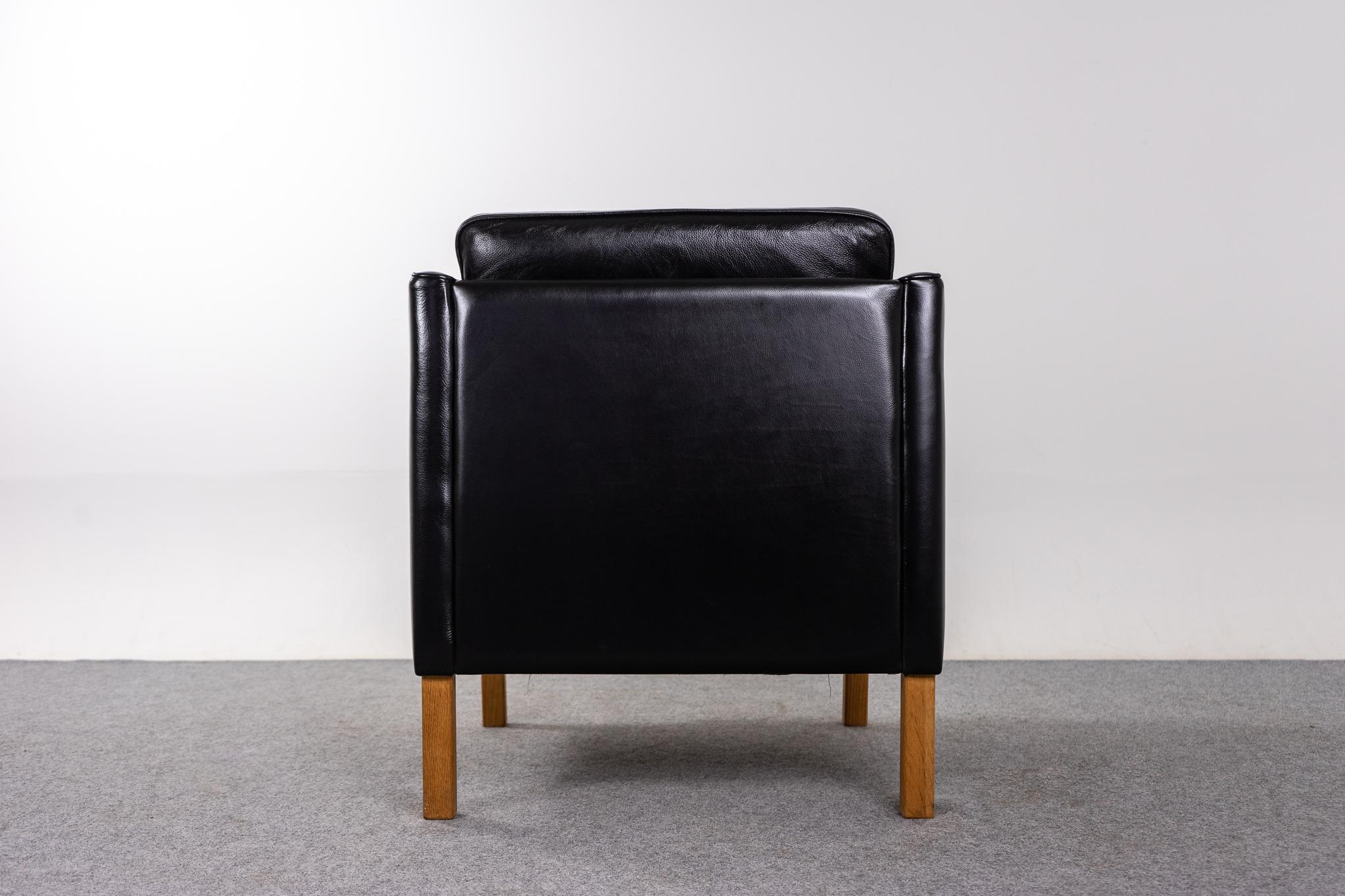 Danish Modern Black Leather Easy Chair For Sale 5