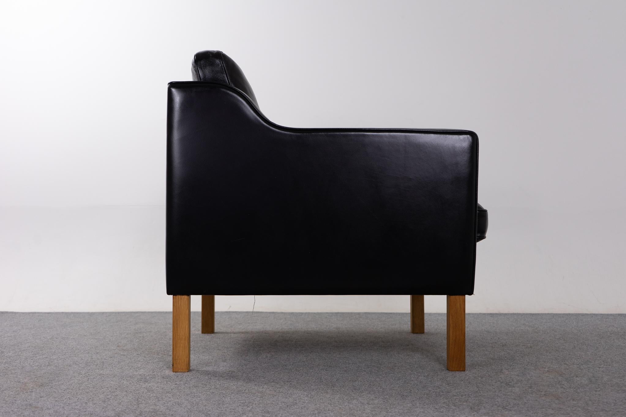 Danish Modern Black Leather Easy Chair For Sale 3