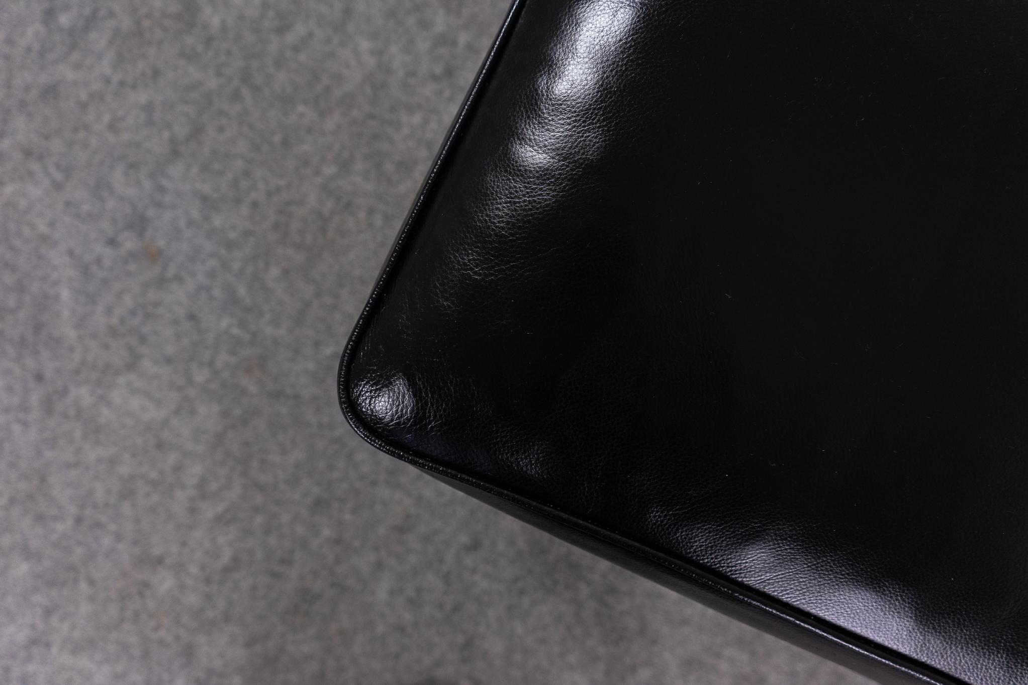 Scandinavian Modern Danish Modern Black Leather Footstool For Sale