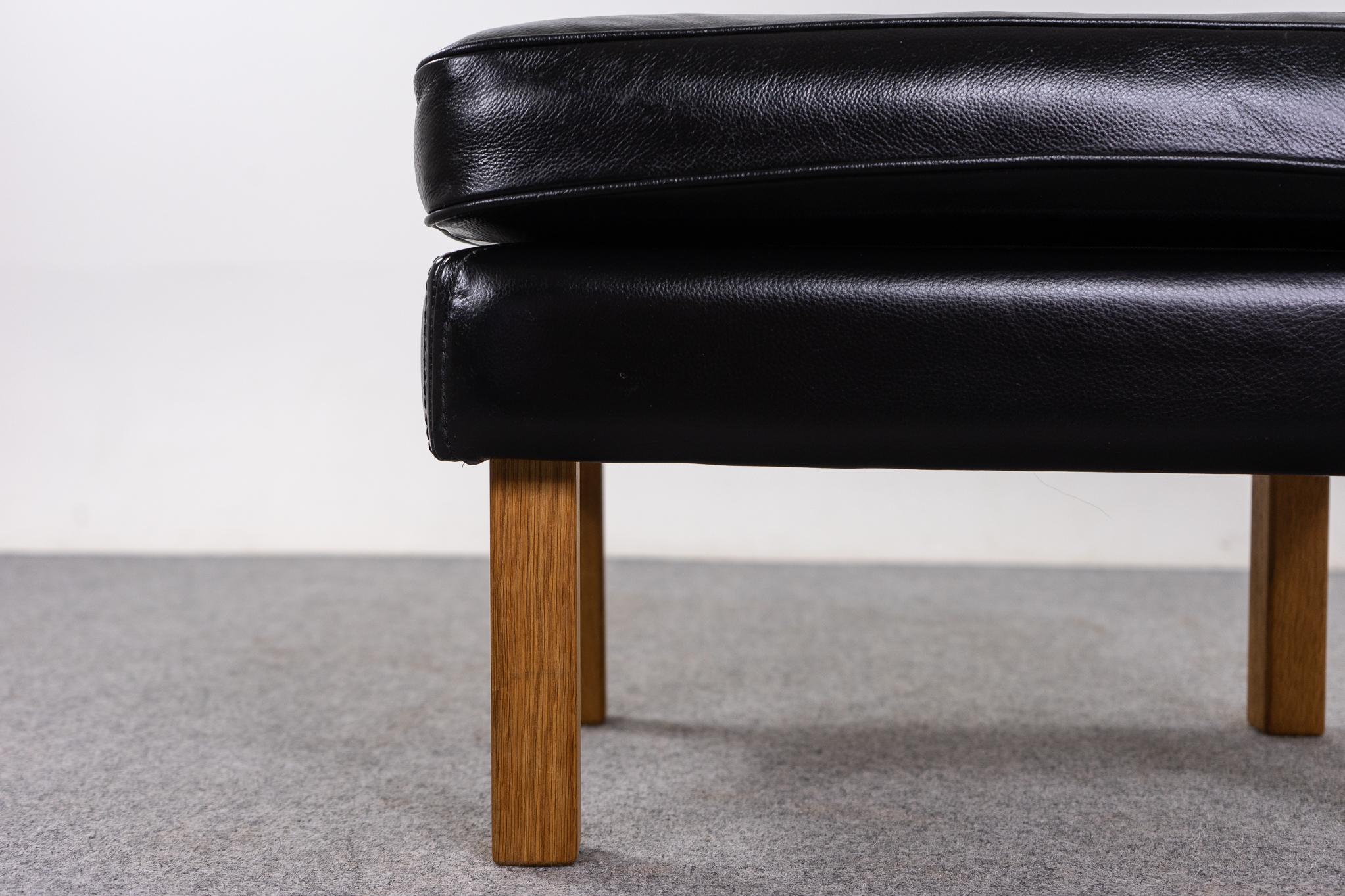 Danish Modern Black Leather Footstool In Good Condition For Sale In VANCOUVER, CA