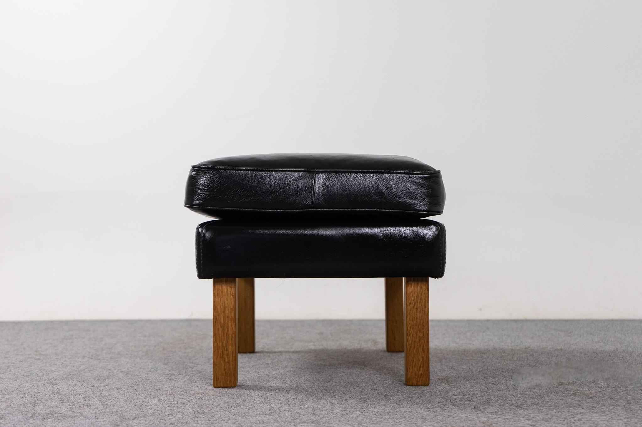 Danish Modern Black Leather Footstool For Sale 2