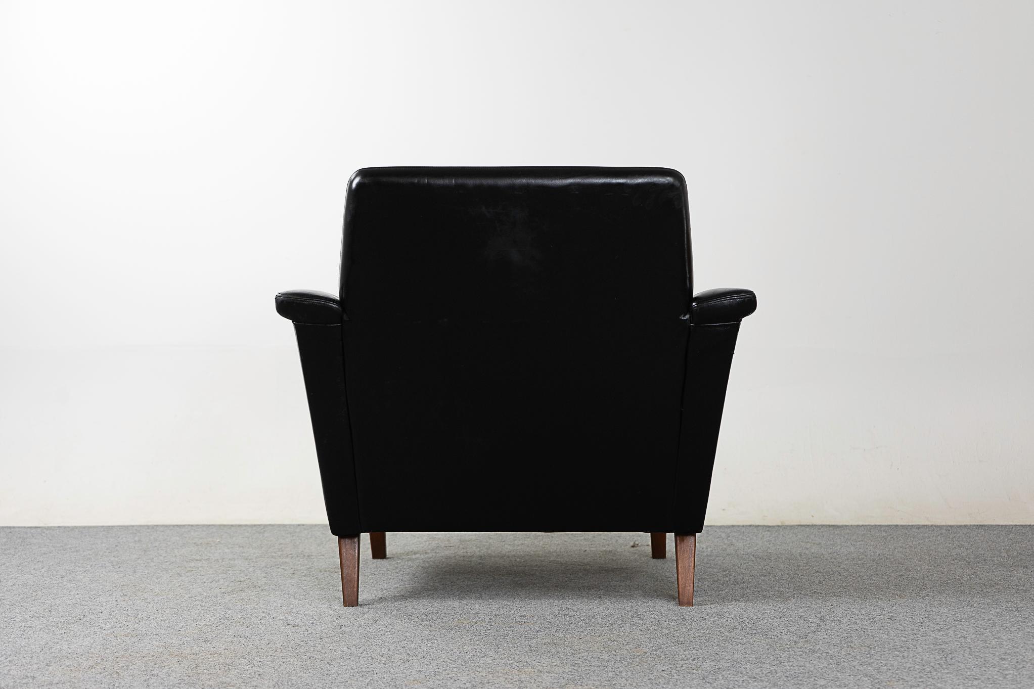 Danish Modern Black Leather Lounge Chair For Sale 6