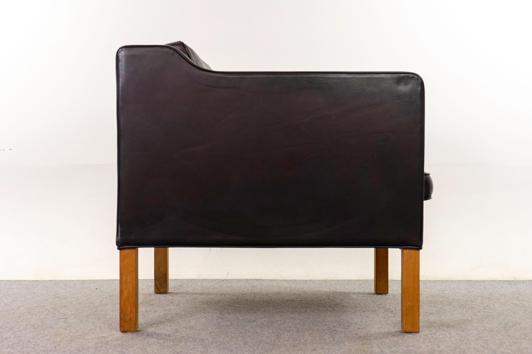 Danish Modern Black Leather Lounge Chair For Sale 6