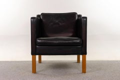 Danish Modern Black Leather Lounge Chair