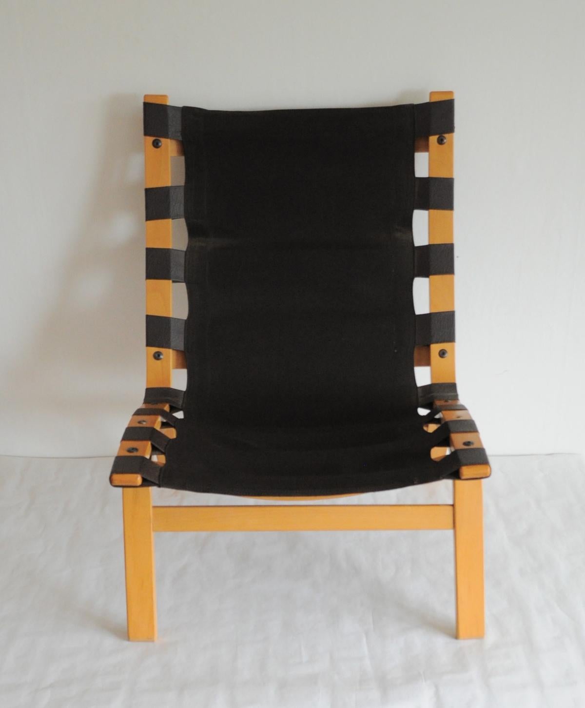 Danish Modern Black Leather Lounge Chair In Good Condition For Sale In Vordingborg, DK