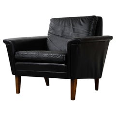 Used Danish Modern Black Leather Lounge Chair