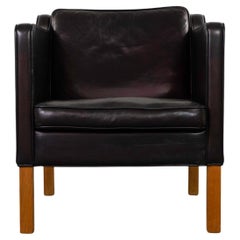 Dänischer moderner Loungesessel aus schwarzem Leder