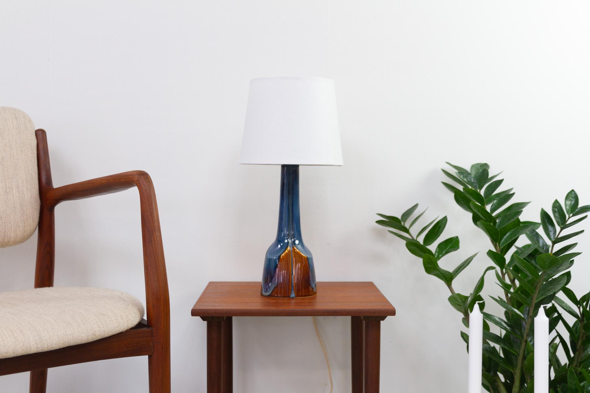 Danish Modern Blue/Brown Ceramic Table Lamp by E. Johansen for Søholm, 1960s. For Sale 8