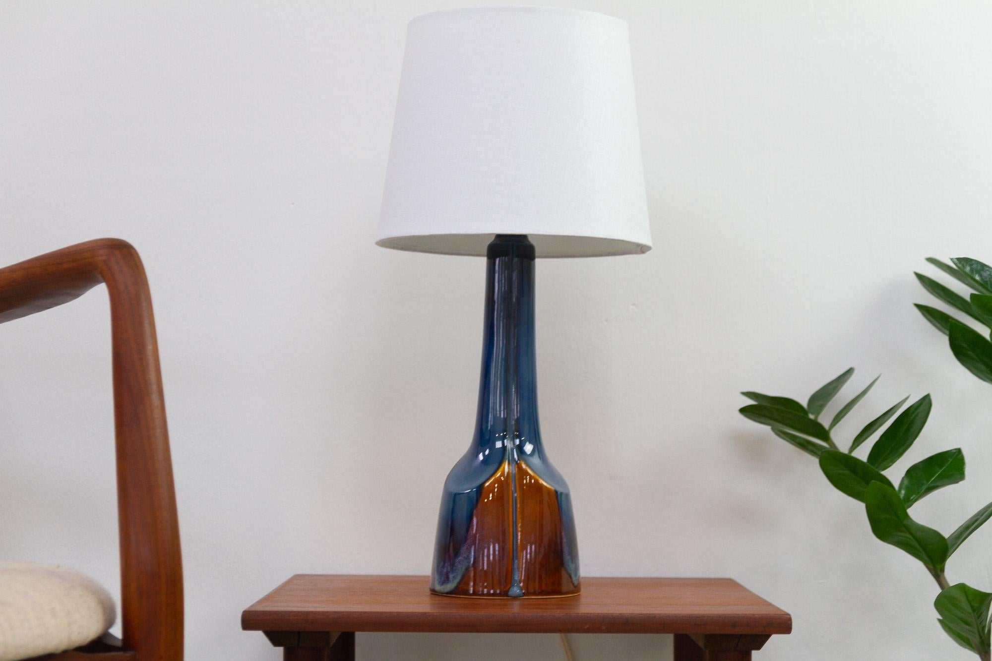 Danish Modern Blue/Brown Ceramic Table Lamp by E. Johansen for Søholm, 1960s. For Sale 9