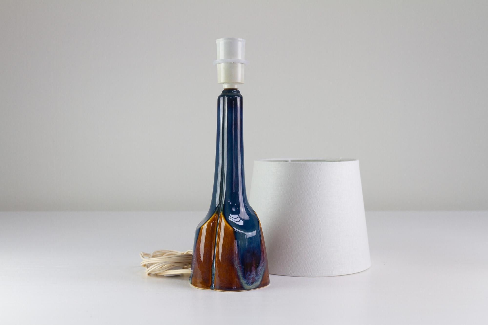 Danish Modern Blue/Brown Ceramic Table Lamp by E. Johansen for Søholm, 1960s. For Sale 10