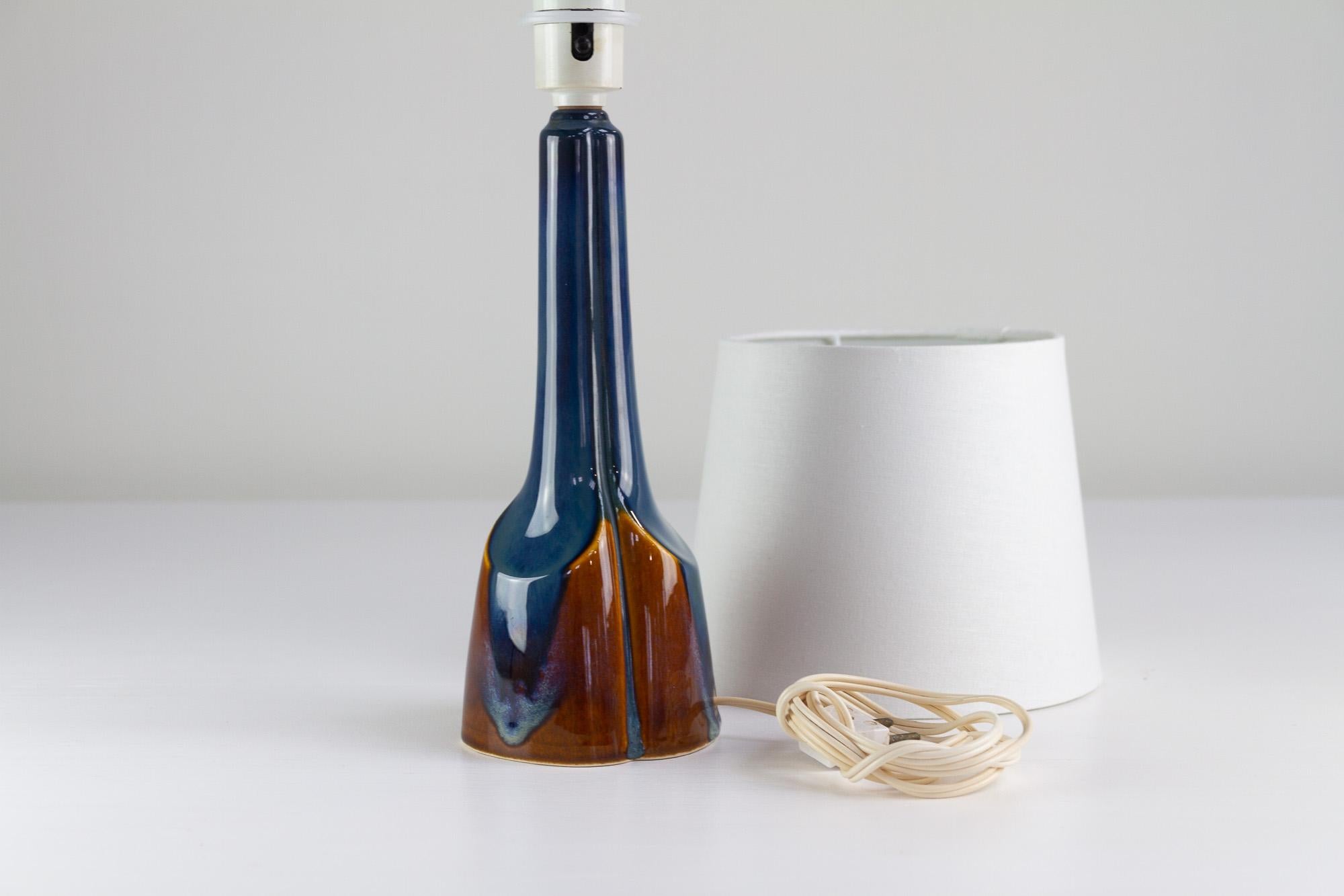 Danish Modern Blue/Brown Ceramic Table Lamp by E. Johansen for Søholm, 1960s. For Sale 12