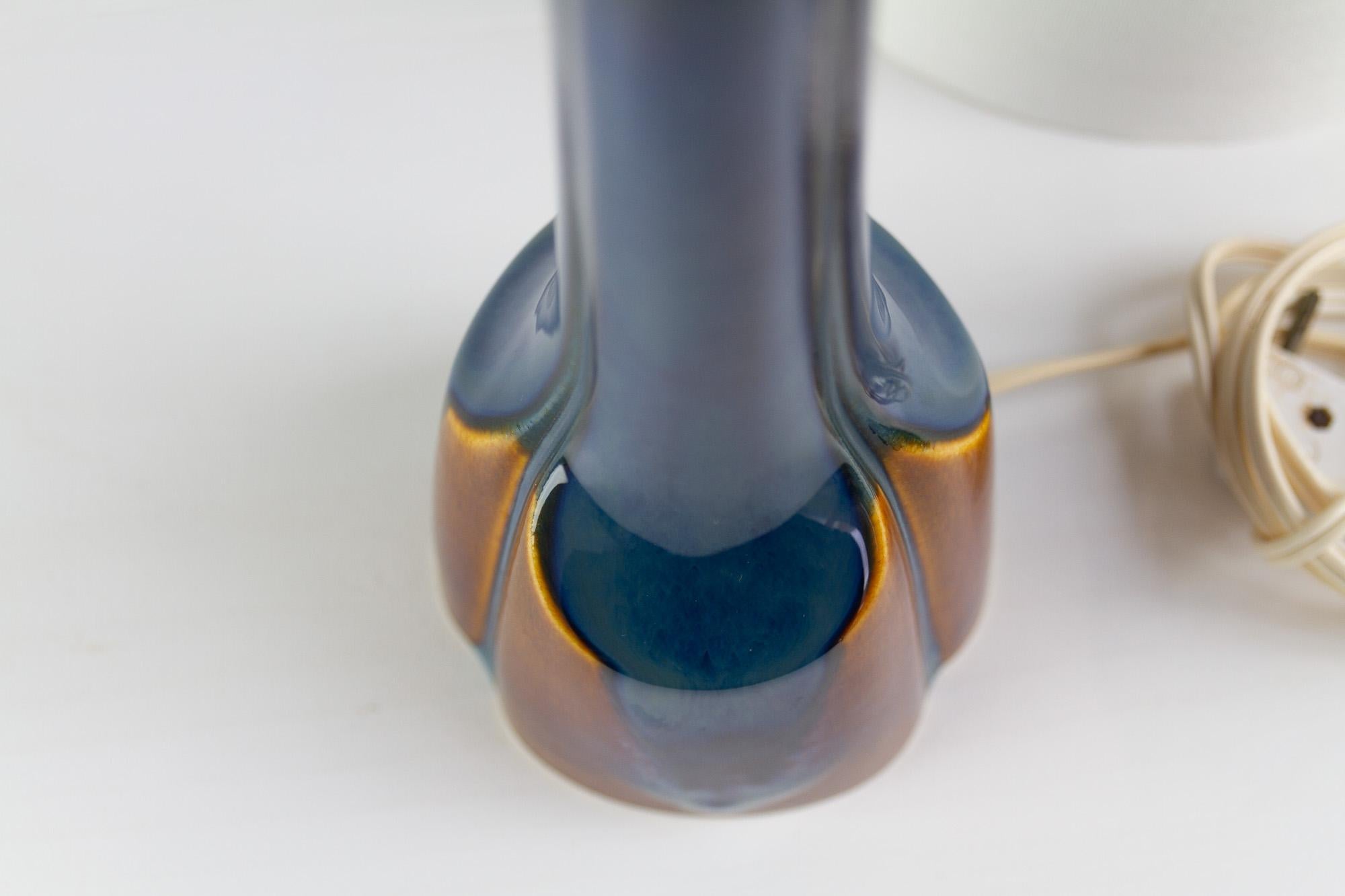Danish Modern Blue/Brown Ceramic Table Lamp by E. Johansen for Søholm, 1960s. For Sale 13