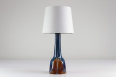 Danish Modern Blue/Brown Ceramic Table Lamp by E. Johansen for Søholm, 1960s.