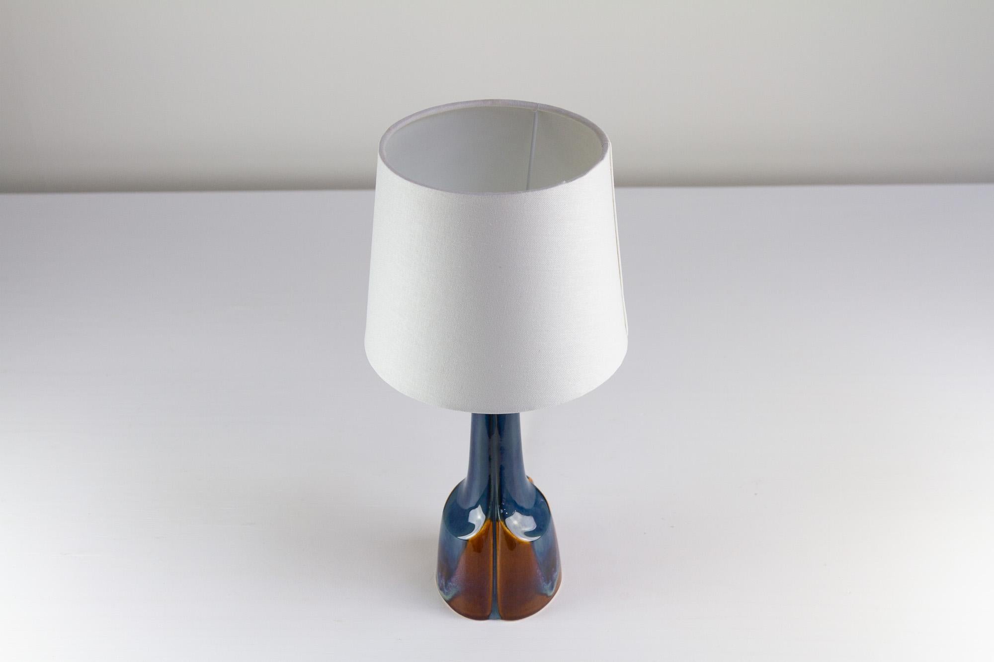 Scandinavian Modern Danish Modern Blue/Brown Ceramic Table Lamp by E. Johansen for Søholm, 1960s. For Sale