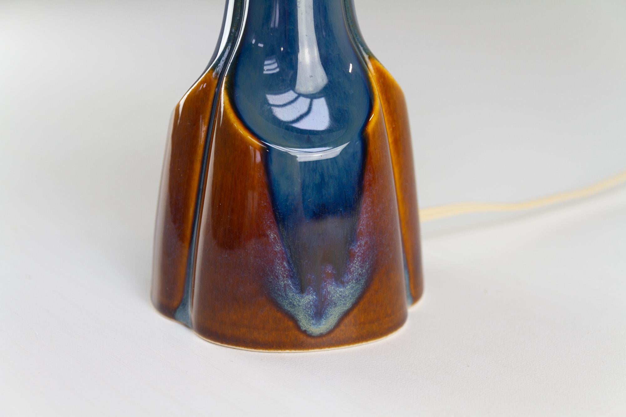 Danish Modern Blue/Brown Ceramic Table Lamp by E. Johansen for Søholm, 1960s. For Sale 1
