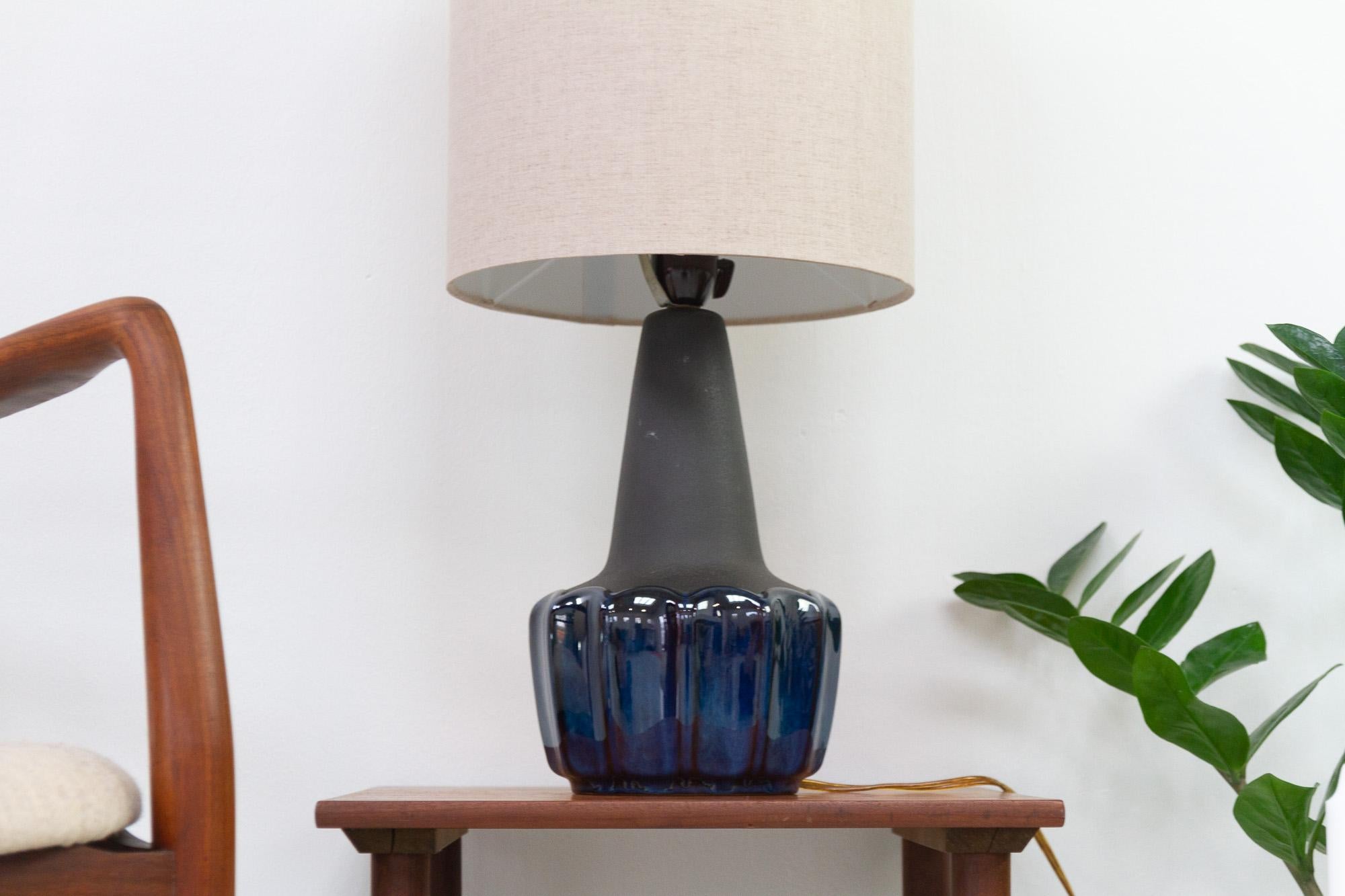 Danish Modern Blue Ceramic Table Lamp 1051 by Einar Johansen for Søholm, 1960s. For Sale 14