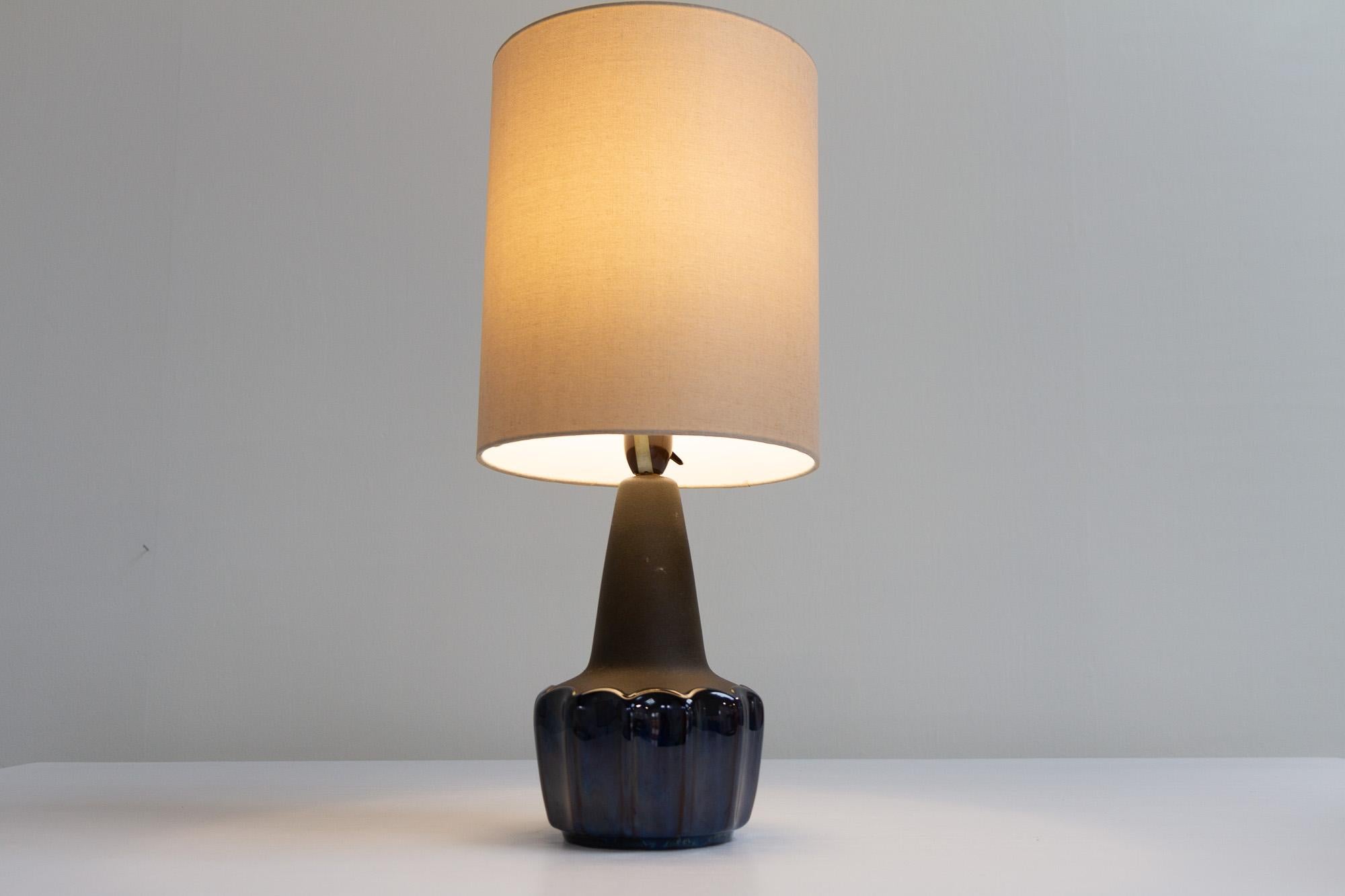 Danish Modern Blue Ceramic Table Lamp 1051 by Einar Johansen for Søholm, 1960s. For Sale 4